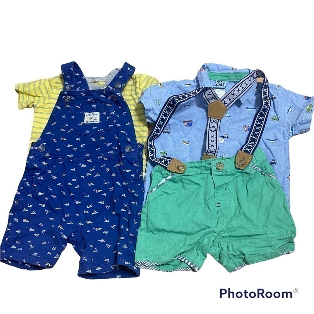 18 mos Overalls Shorts Outfits Bundle Boys Yellow Blue Green Carter’s & Other